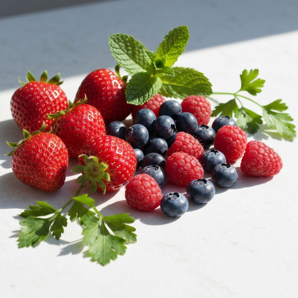 Natürliche Beeren und Kräuter