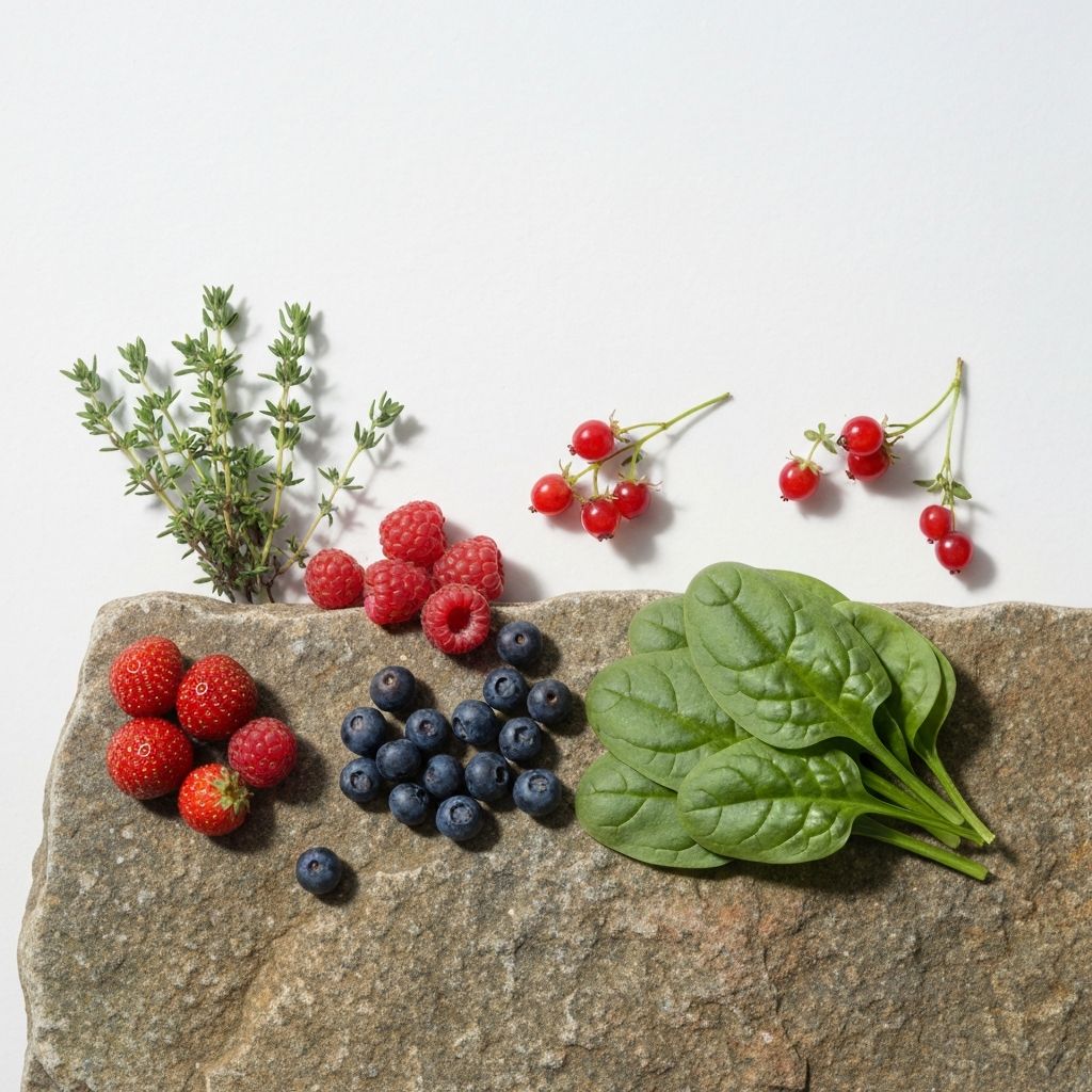 Beeren und Blattgemüse